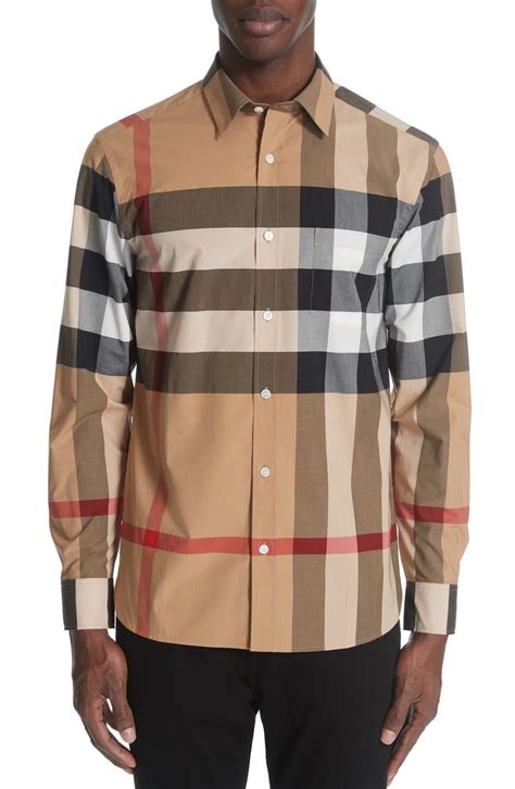 Burberry Windsor Slim Fit Check Sport Shirt In Camel Check